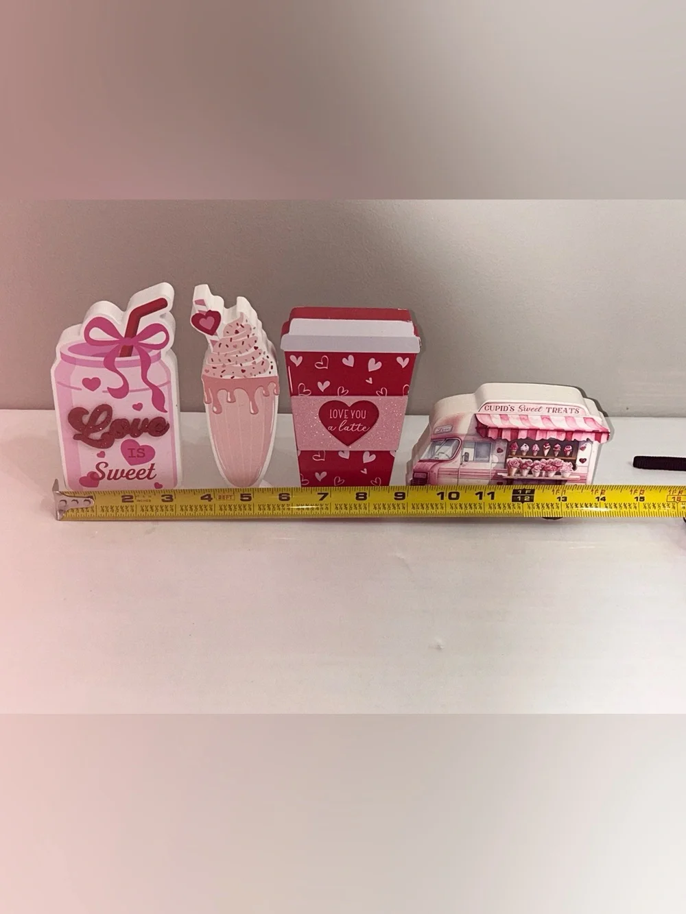 The Spring Shop Pink & Red Valentine Dessert Truck and Treat Tabletop Set wooden